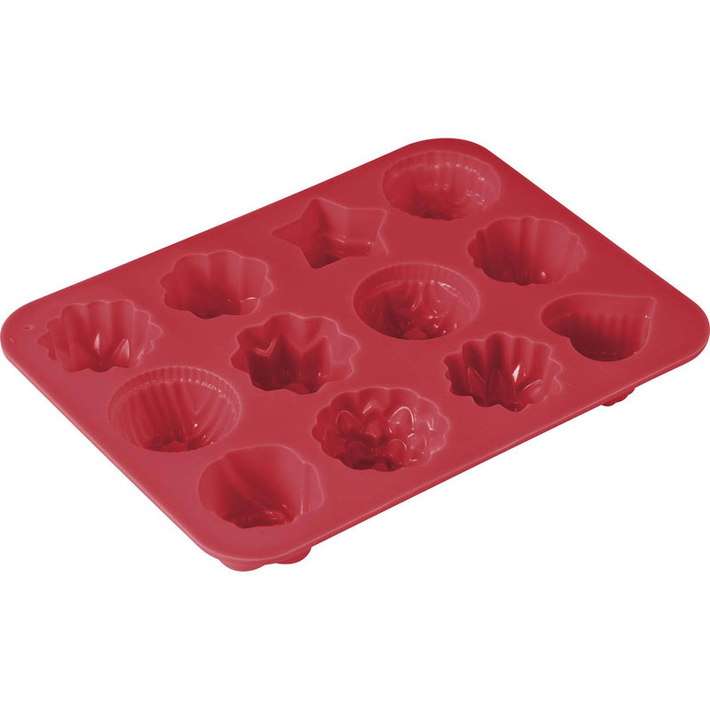 BERGNER BAKE A WISH SILICONE 12 FLOWER SHAPE CAKE MOLD 21.5X16X2.5 CM, RED COLOR