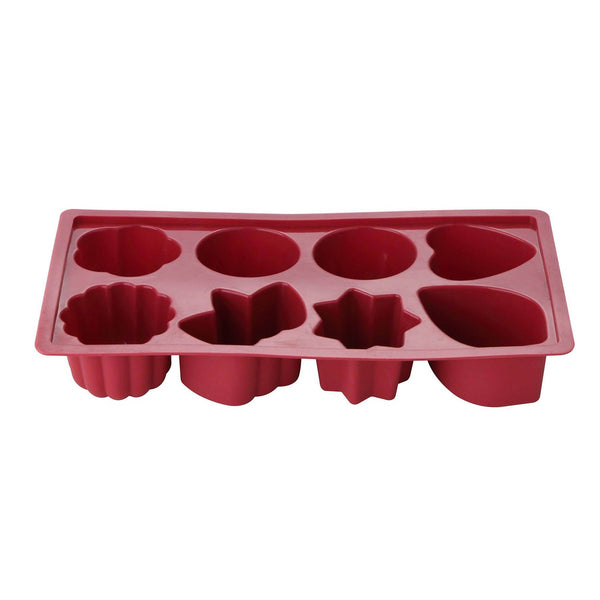 BERGNER BAKE A WISH SILICONE 8 CAKE MOLD 23X12X3.5 CM, RED COLOR