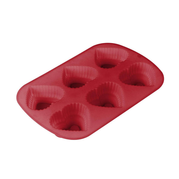 BERGNER BAKE A WISH SILICONE 6-HOLE CAKE PAN 26X17X3.5 CM, RED COLOR