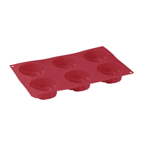 BERGNER BAKE A WISH SILICONE 6-HOLE ROSE MOLD 29x17x3 CM, RED COLOR