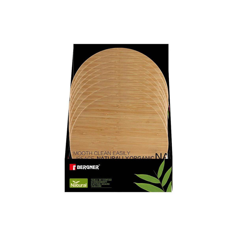 BERGNER NATURAL ROUND BAMBOO CUTTING BOARD 30 CM, BROWN COLOR