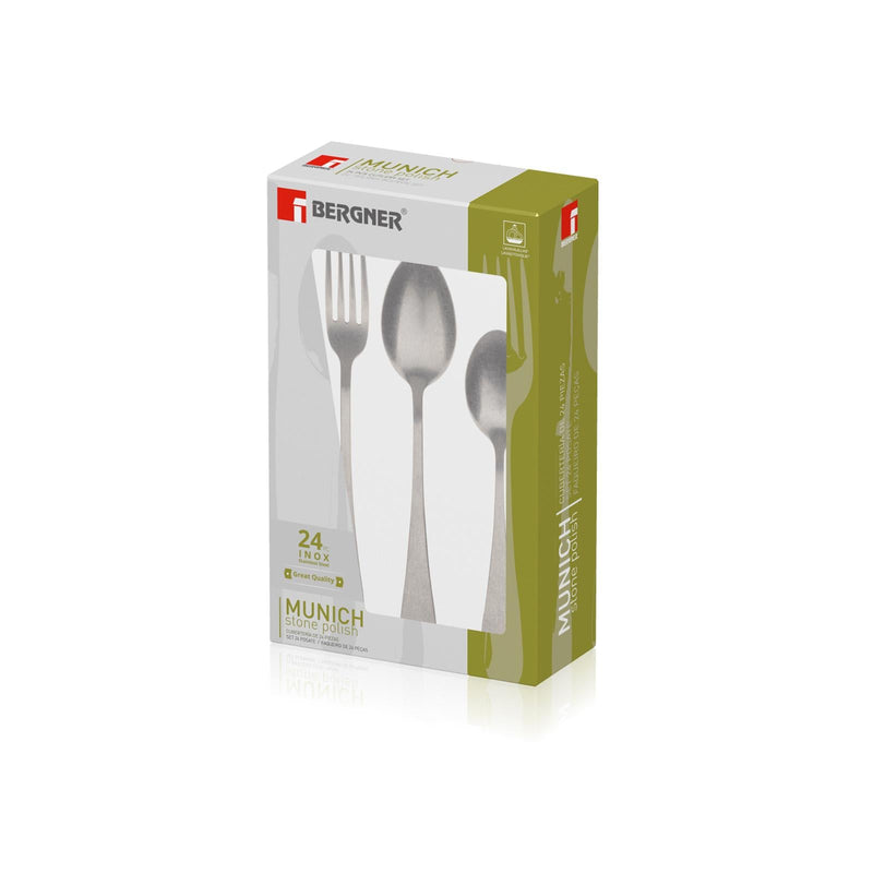 BERGNER MUNICH 24 PIECE STAINLESS STEEL STONE POLISH CUTLERY SET