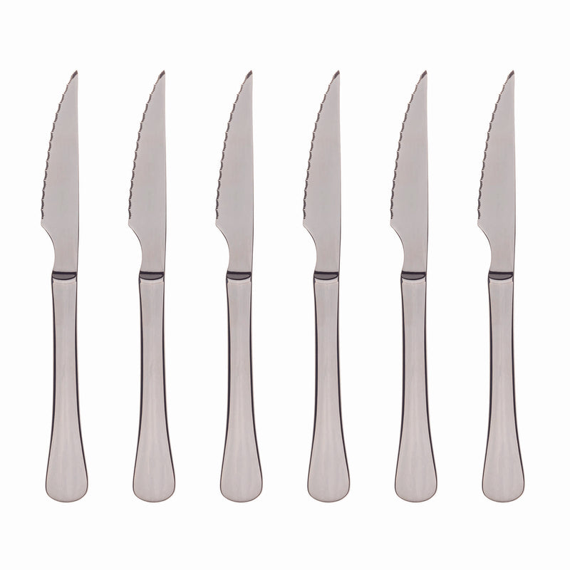 BERGNER MUNICH 6 PIECE STAINLESS STEEL STEAK KNIFE SET, SILVER SHINY COLOR