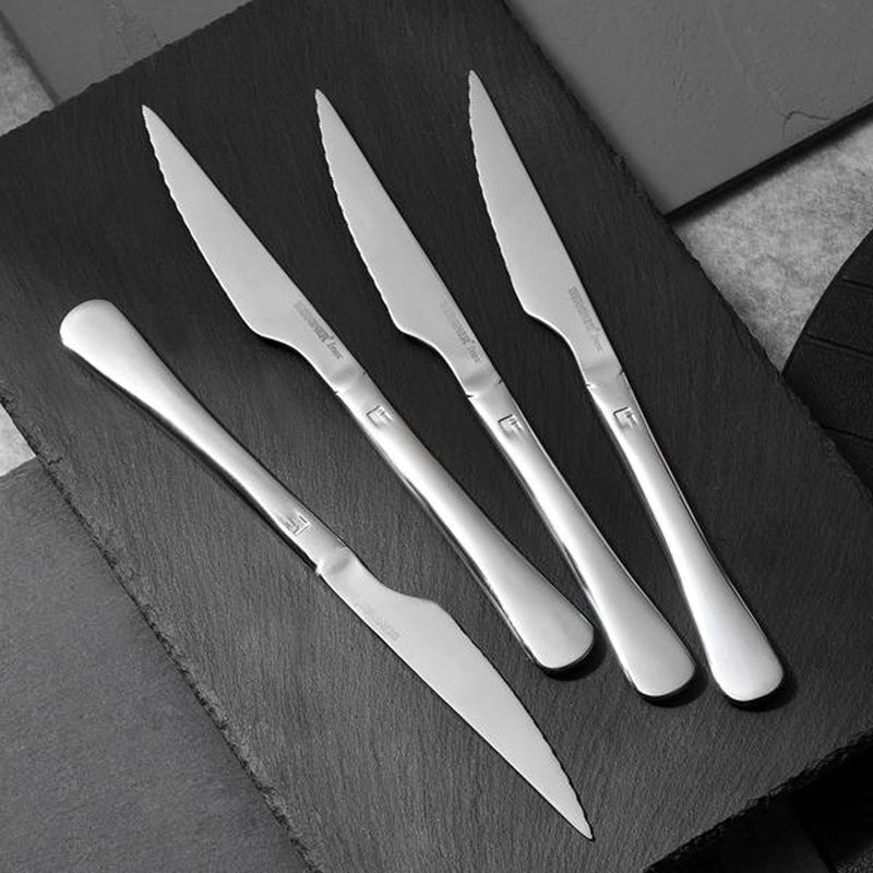 BERGNER MUNICH 6 PIECE STAINLESS STEEL STEAK KNIFE SET, SILVER SHINY COLOR