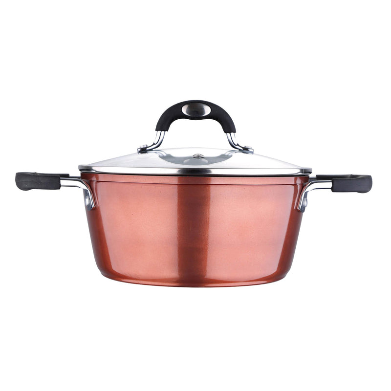 BERGNER PANDORA FORGED ALUMINUM INDUCTION BOTTOM NON-STICK CASSEROLE WITH LID 20X8.5 CM, COPPER COLOR