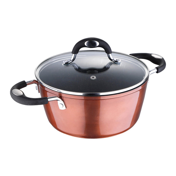 BERGNER PANDORA FORGED ALUMINUM INDUCTION BOTTOM NON-STICK CASSEROLE WITH LID 20X8.5 CM, COPPER COLOR