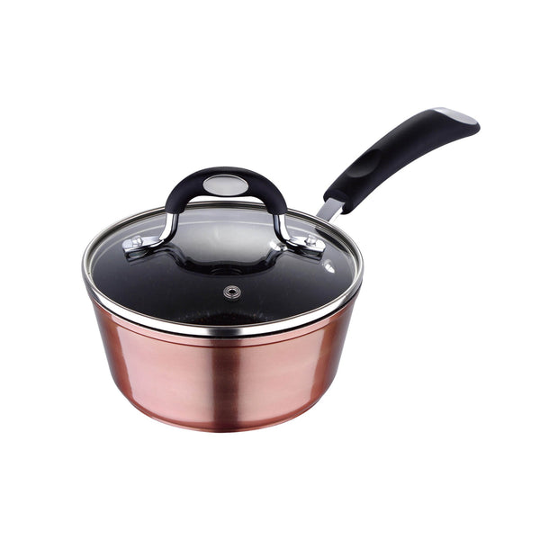 BERGNER PANDORA FORGED ALUMINUM INDUCTION BOTTOM NON-STICK SAUCE PAN WITH LID 16 CM, COPPER COLOR