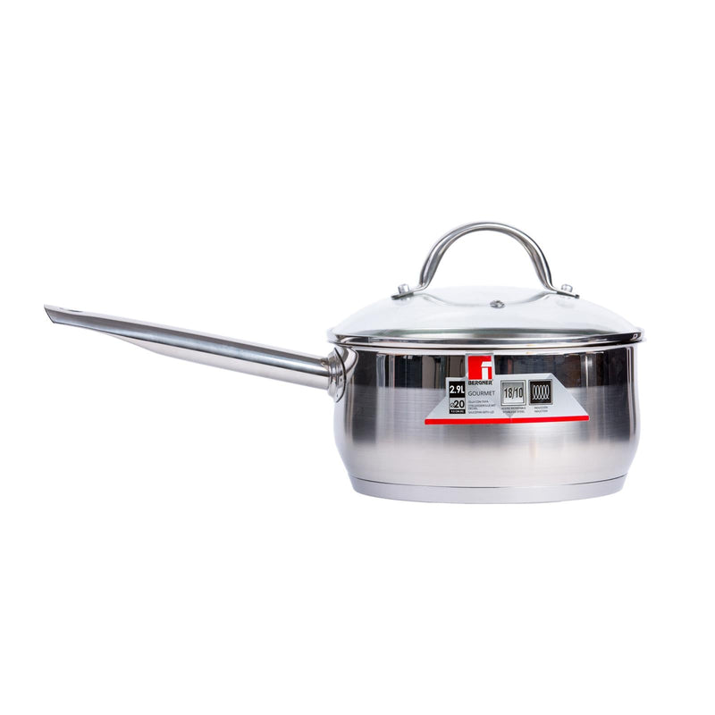 BERGNER GOURMET STAINLESS STEEL INDUCTION BOTTOM SAUCEPAN WITH LID 20 CM/2.1 LITER