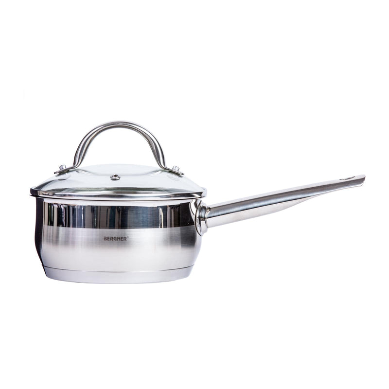 BERGNER GOURMET STAINLESS STEEL INDUCTION BOTTOM SAUCEPAN WITH LID 16X7.5 CM/1.3 LITER