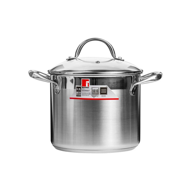 BERGNER GOURMET STAINLESS STEEL INDUCTION BOTTOM STOCKPOT WITH LID 20 CM/ 5.2 LITER