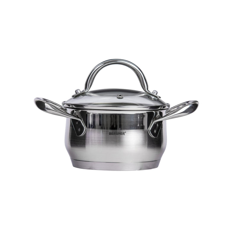 BERGNER GOURMET STAINLESS STEEL INDUCTION BOTTOM CASSEROLE WITH LID 14 CM/1.2 LITER