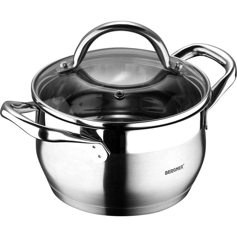 BERGNER GOURMET STAINLESS STEEL INDUCTION BOTTOM CASSEROLE WITH LID 14 CM/1.2 LITER