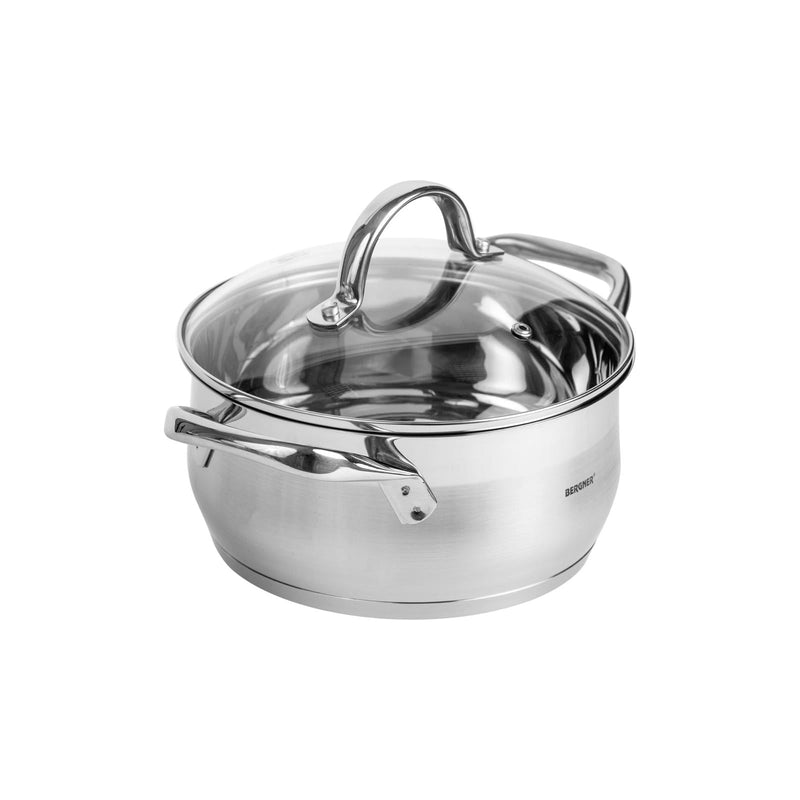 BERGNER GOURMET STAINLESS STEEL INDUCTION BOTTOM CASSEROLE WITH LID 20 CM/3 LITER