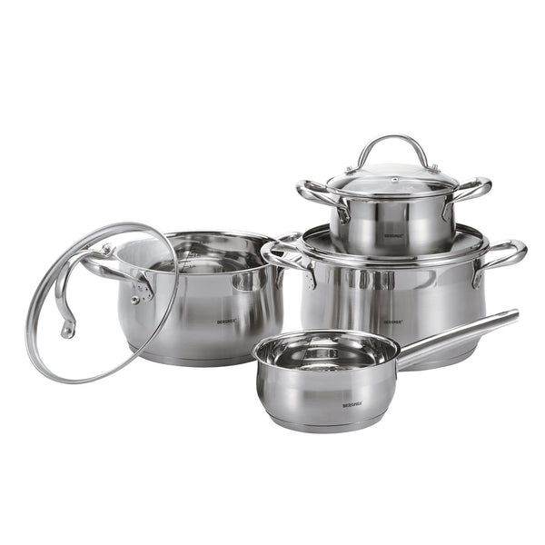 BERGNER GOURMET 7 PIECE STAINLESS STEEL COOKWARE SET WITH INDUCTION BOTTOM