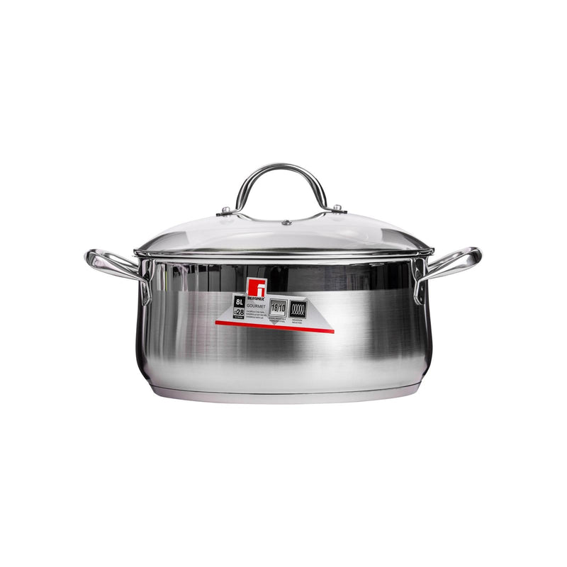 BERGNER GOURMET STAINLESS STEEL INDUCTION BOTTOM CASSEROLE WITH LID 28 CM/8 LITER