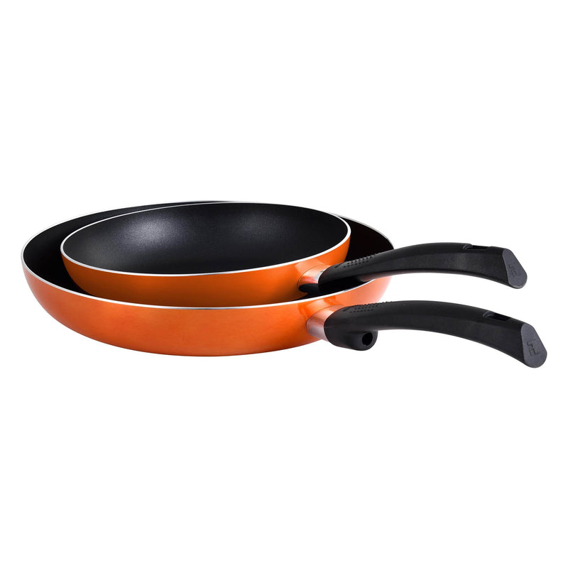 BERGNER ULTRA 2 PIECE PRESS ALUMINUM NON-STICK FRYPAN SET WITH INDUCTION BOTTOM, ORANGE COLOR