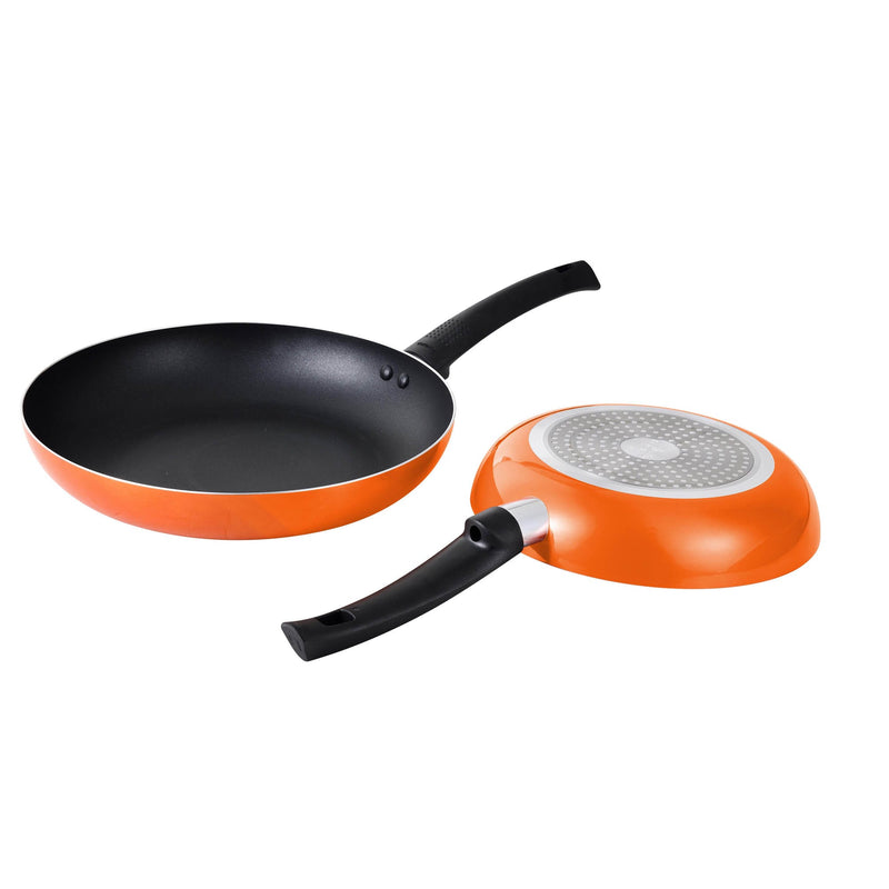 BERGNER ULTRA 2 PIECE PRESS ALUMINUM NON-STICK FRYPAN SET WITH INDUCTION BOTTOM, ORANGE COLOR