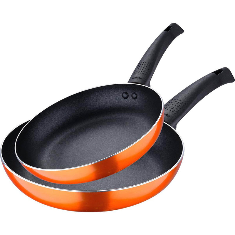 BERGNER ULTRA 2 PIECE PRESS ALUMINUM NON-STICK FRYPAN SET WITH INDUCTION BOTTOM, ORANGE COLOR