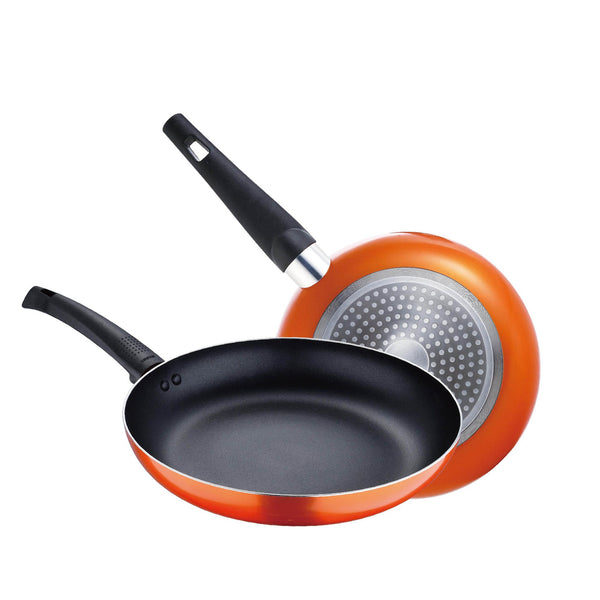 BERGNER ULTRA 2 PIECE PRESS ALUMINUM NON-STICK FRYPAN SET WITH INDUCTION BOTTOM, ORANGE COLOR