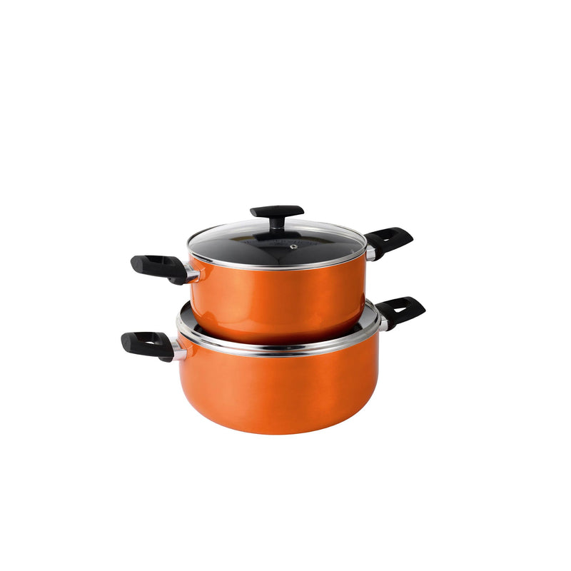 BERGNER ULTRA 4 PIECE PRESS ALUMINUM NON-STICK CASSEROLE SET WITH INDUCTION BOTTOM, ORANGE COLOR