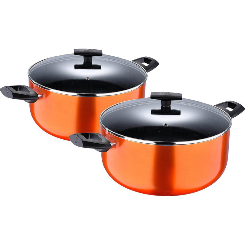 BERGNER ULTRA 4 PIECE PRESS ALUMINUM NON-STICK CASSEROLE SET WITH INDUCTION BOTTOM, ORANGE COLOR