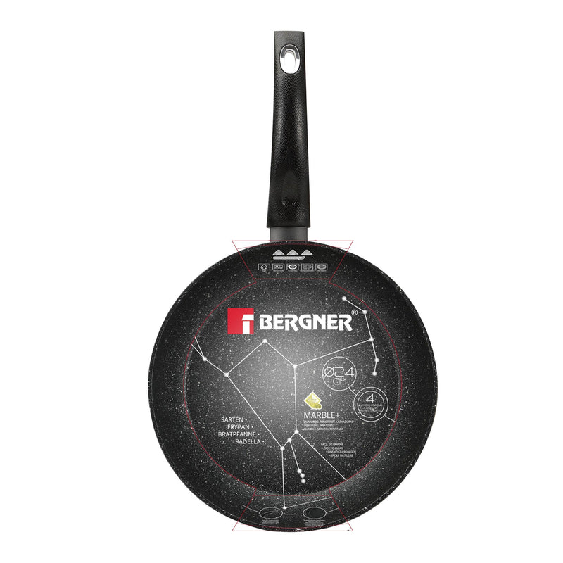 BERGNER ORION FORGED ALUMINUM INDUCTION BOTTOM NON-STICK FRYPAN 24X4.7 CM, BLACK COLOR