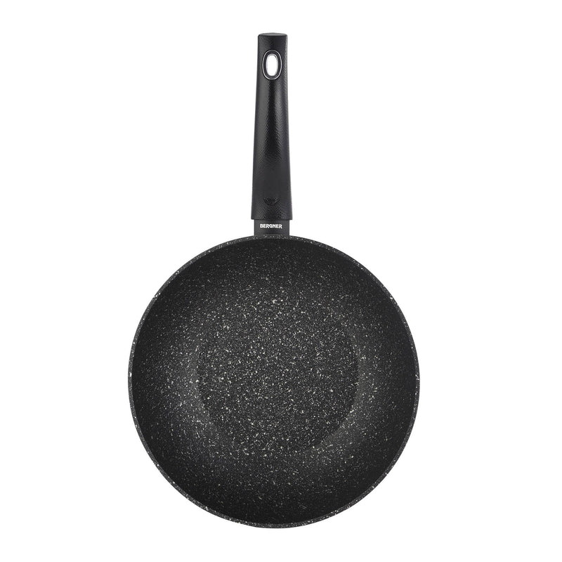 BERGNER ORION FORGED ALUMINUM INDUCTION BOTTOM NON-STICK WOK 28X7.2 CM, BLACK COLOR