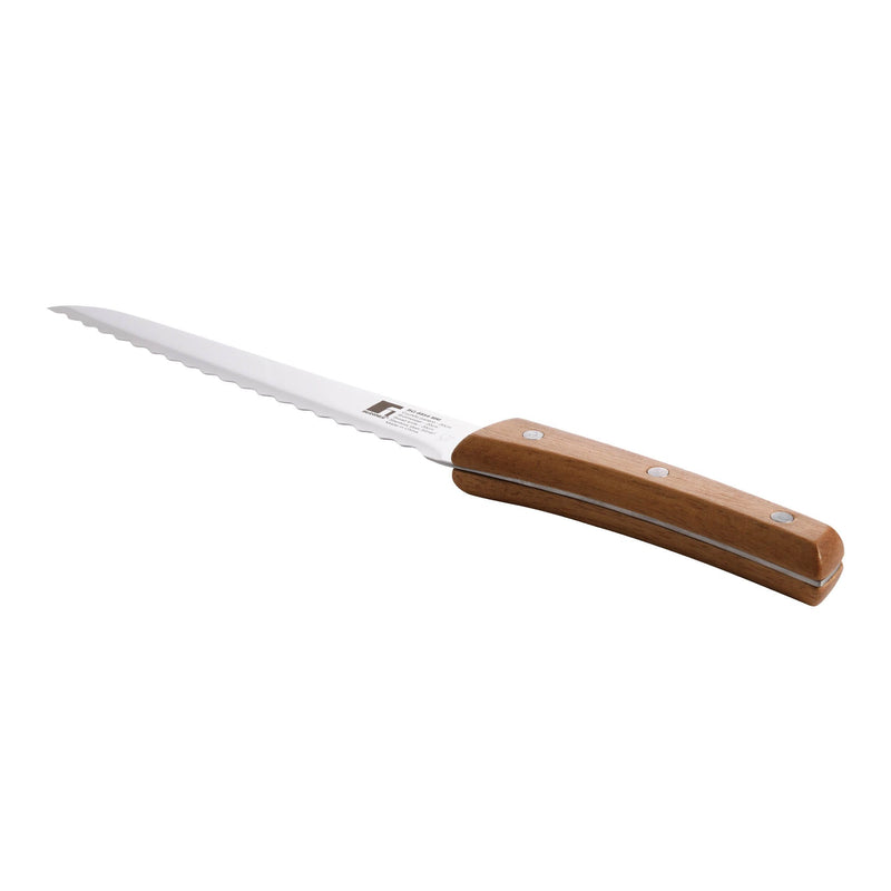 BERGNER NATURE STAINLESS STEEL BREAD KNIFE 20 CM WITH WOODEN HANDLE, BROWN/SILVER COLOR