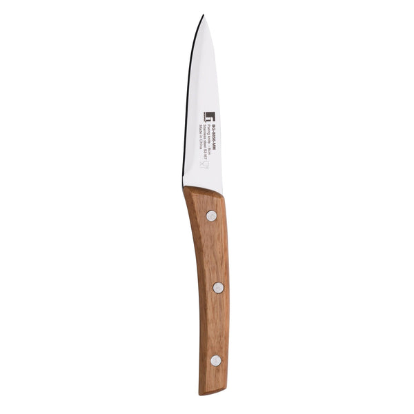 BERGNER NATURE STAINLESS STEEL PARING KNIFE 8.75 CM WITH WOODEN HANDLE, BROWN/SILVER COLOR