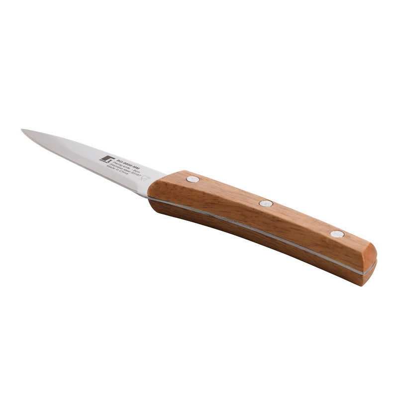 BERGNER NATURE STAINLESS STEEL PARING KNIFE 8.75 CM WITH WOODEN HANDLE, BROWN/SILVER COLOR