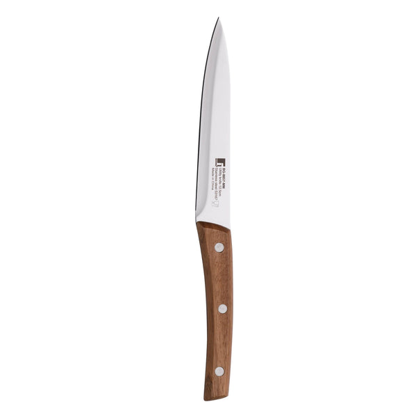 BERGNER NATURE STAINLESS STEEL UTILITY KNIFE 12.5 CM WITH WOODEN HANDLE, BROWN/SILVER COLOR