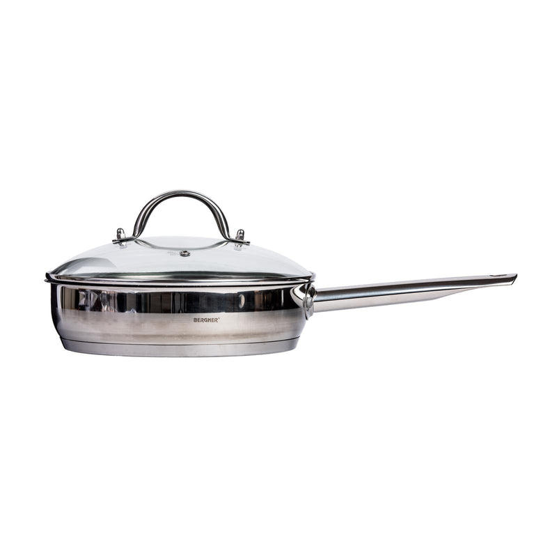 BERGNER GOURMET STAINLESS STEEL INDUCTION BOTTOM NON-STICK FRYPAN WITH LID 24 CM