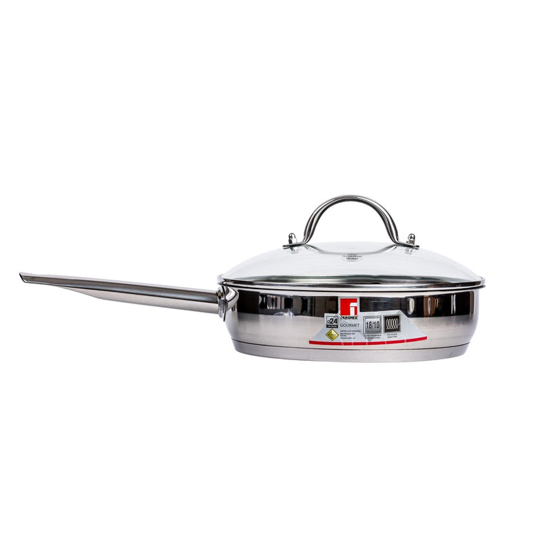 BERGNER GOURMET STAINLESS STEEL INDUCTION BOTTOM NON-STICK FRYPAN WITH LID 24 CM