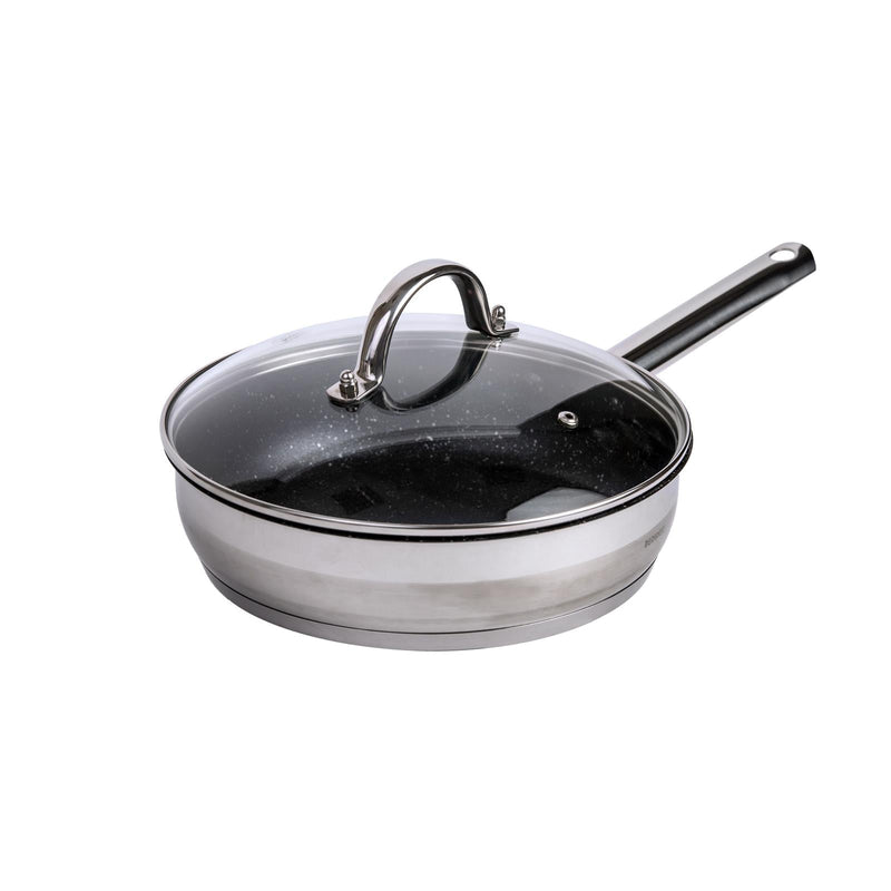 BERGNER GOURMET STAINLESS STEEL INDUCTION BOTTOM NON-STICK FRYPAN WITH LID 24 CM