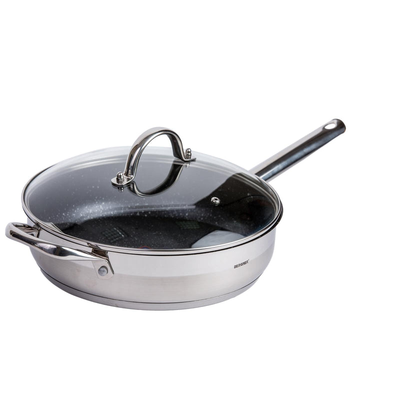 BERGNER GOURMET STAINLESS STEEL INDUCTION BOTTOM NON-STICK FRYPAN WITH LID 28 CM