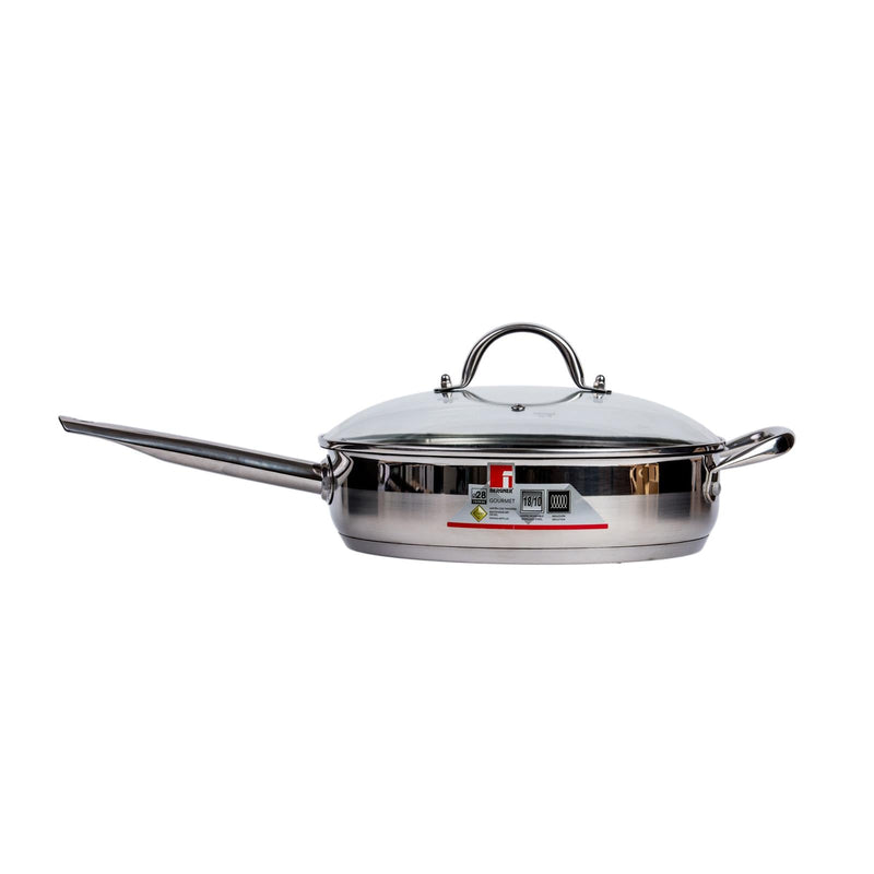 BERGNER GOURMET STAINLESS STEEL INDUCTION BOTTOM NON-STICK FRYPAN WITH LID 28 CM