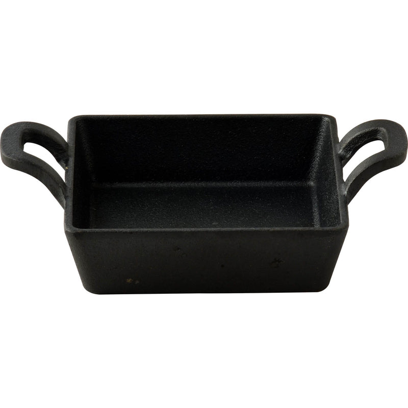 MASTERPRO COOK AND SHARE CAST IORN SQUARE BAKING PAN 12.6X18.5 CM WITH WOODEN BASE, BLACK/BROWN COLOR