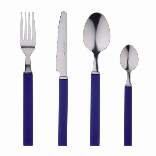 RENBERG FUNNY BLUE 24 PIECE STAINLESS STEEL CUTLERY SET WITH PLASTIC HANDLE, BLUE COLOR