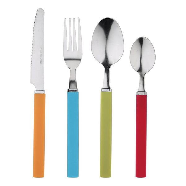 RENBERG FUNNY COLORS 24 PIECE STAINLESS STEEL CUTLERY SET WITH PLASTIC HANDLE, MULTI COLOR