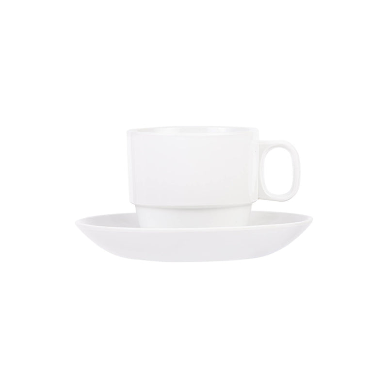 VERONA MELAMINE CUP AND SAUCER 22 CL, WHITE COLOR