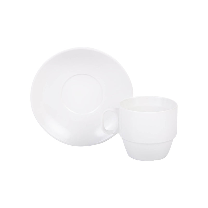 VERONA MELAMINE CUP AND SAUCER 22 CL, WHITE COLOR