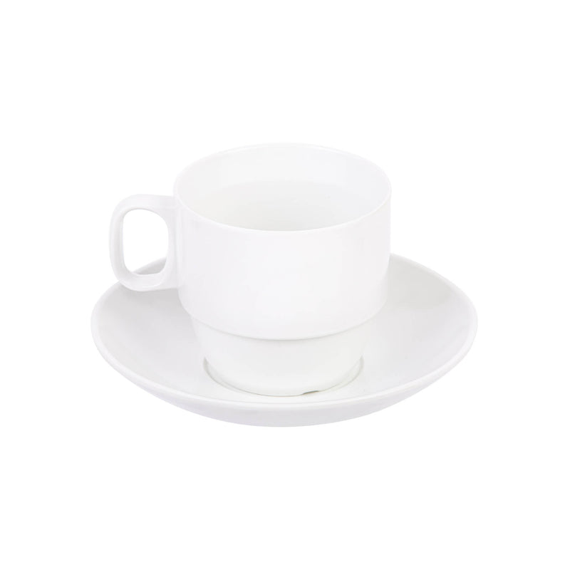 VERONA MELAMINE CUP AND SAUCER 22 CL, WHITE COLOR