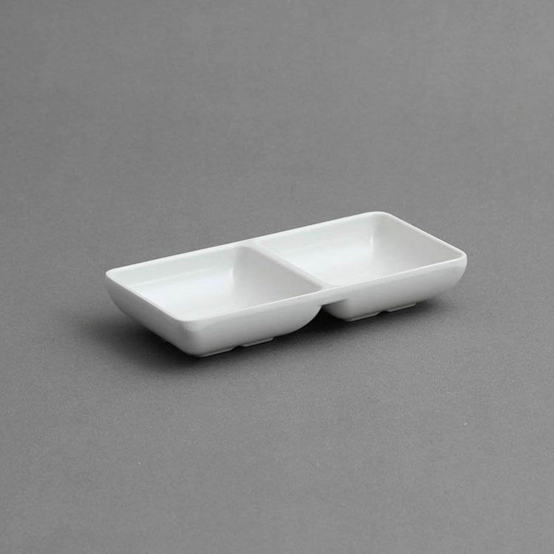 VERONA MELAMINE SQUARE 2 CONNECTED SAUCE DISH 7 CM, WHITE COLOR