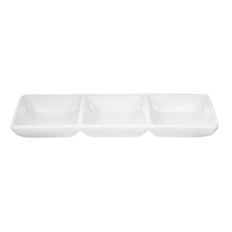 VERONA MELAMINE SQUARE 3 CONNECTED SAUCE DISH 7 CM, WHITE COLOR