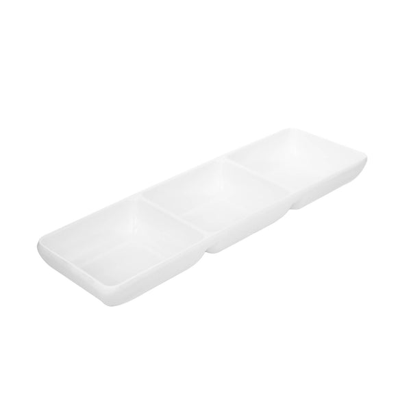 VERONA MELAMINE SQUARE 3 CONNECTED SAUCE DISH 7 CM, WHITE COLOR