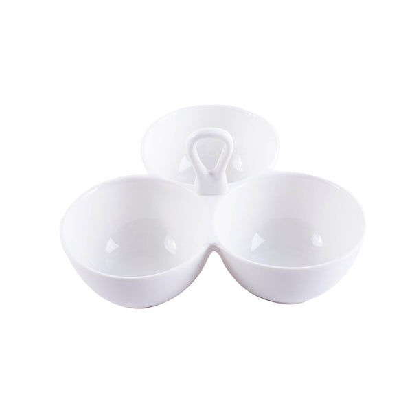 VERONA PORCELAIN 3 ROUND CONNECTED BOWL, WHITE COLOR