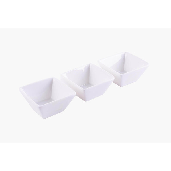 VERONA PORCELAIN 3 PIECE SQUARE DISH SET 7.5 CM, WHITE COLOR