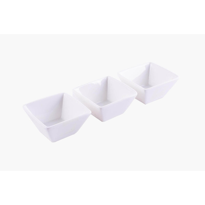 VERONA PORCELAIN 3 PIECE SQUARE DISH SET 7.5 CM, WHITE COLOR