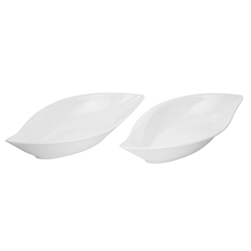 VERONA PORCELAIN 2 PIECE LEAF PLATE 25.5 CM, WHITE COLOR