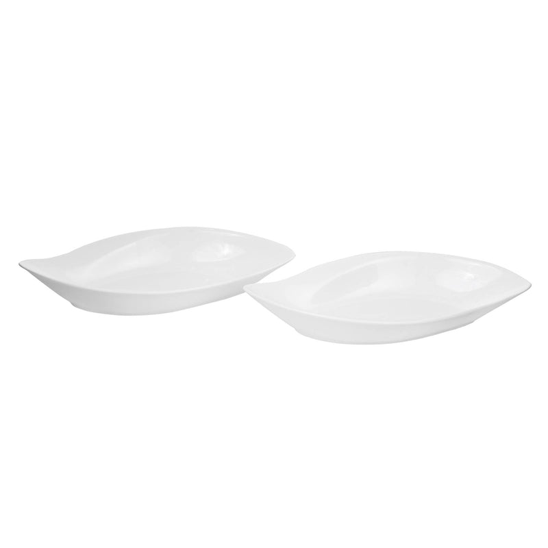 VERONA PORCELAIN 2 PIECE LEAF PLATE 25.5 CM, WHITE COLOR